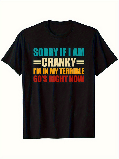 Men's Graphic T-Shirt Sorry If I Am Cranky Retro Color Blocked Slogan Statement Quote T Shirt