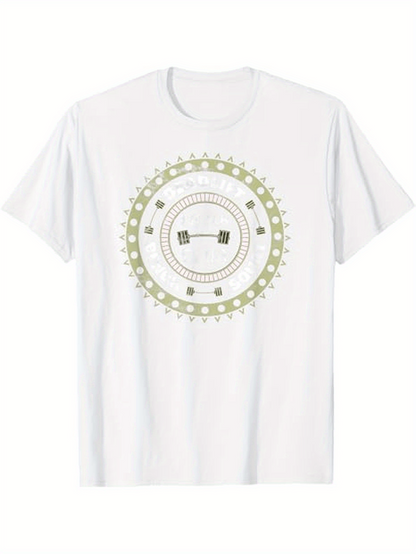 Men's Graphic T-Shirt Decorative Circular Pattern With Abstract Studded Elements Centerpiece