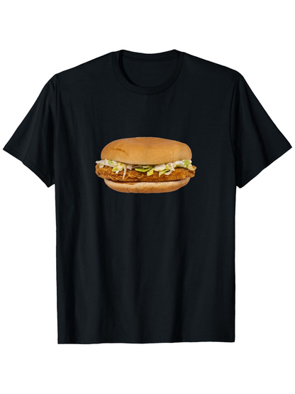 Men's Graphic T-Shirt Classic Crispy Bun Sandwich With Fresh Ingredients Centered Burger