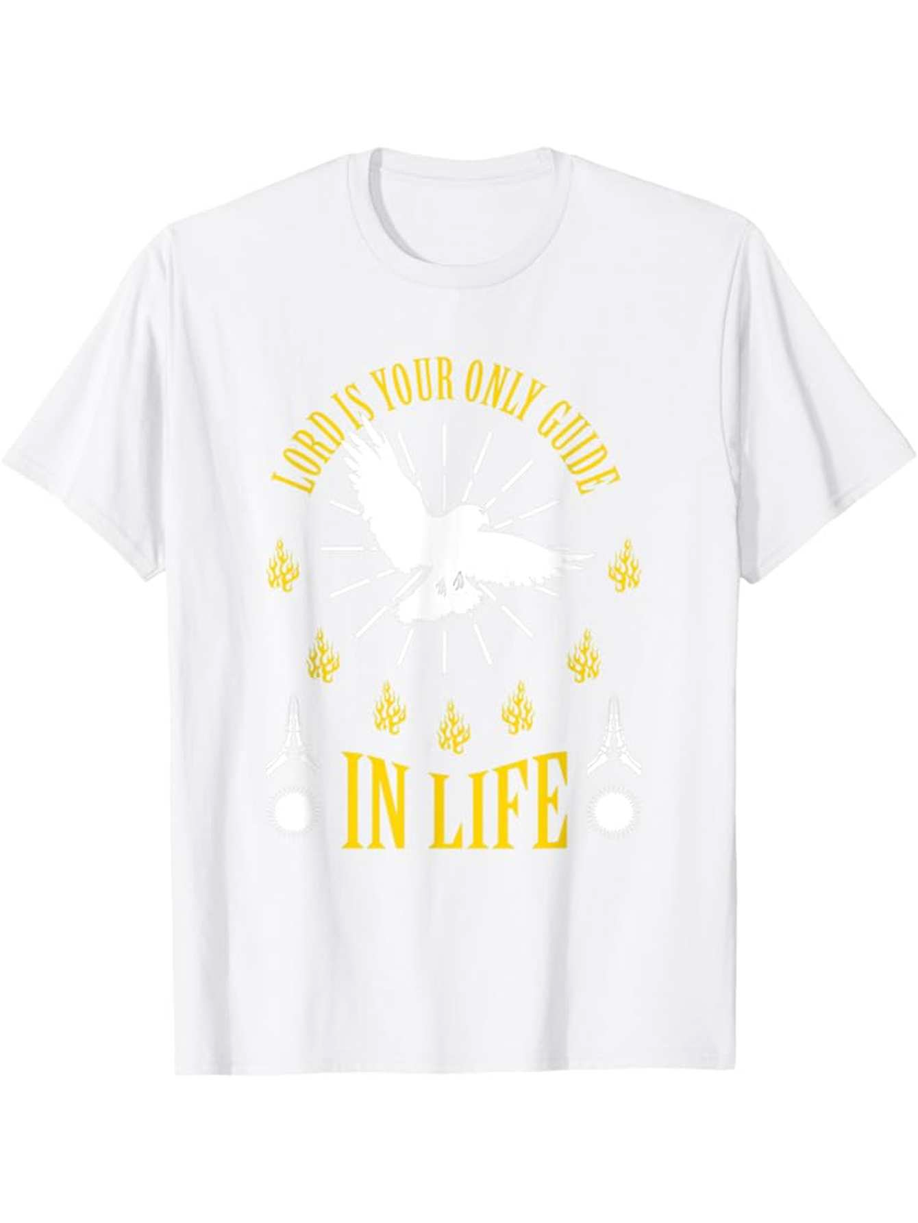 Men's Graphic T-Shirt God Is Your Only Guide In Life Radiant Faithful Doves With Golden Rays Symbol Dove