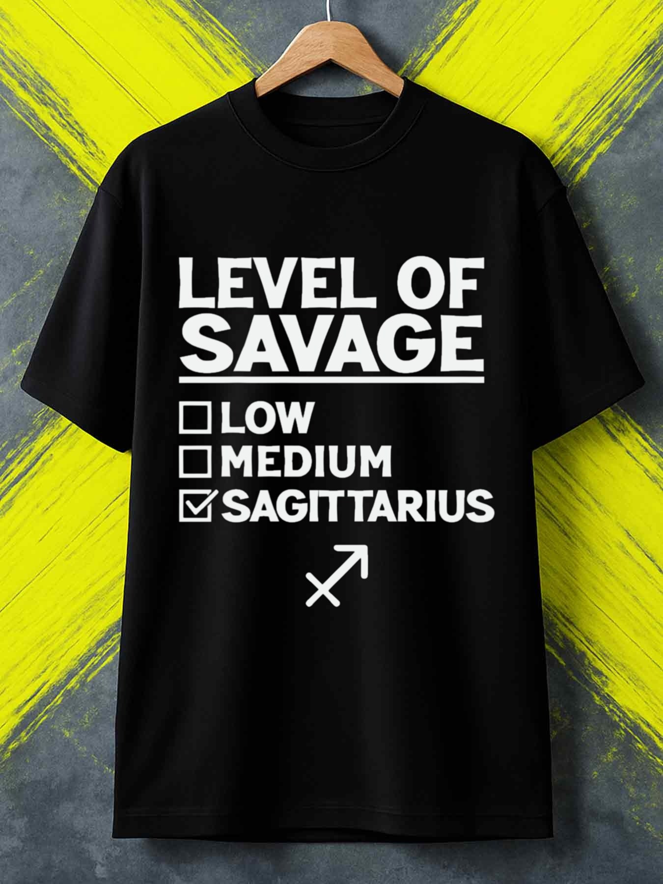 Men's Graphic T-Shirt Level Of Savage Sagittarius Star Sign Zodiac Symbol T Shirt