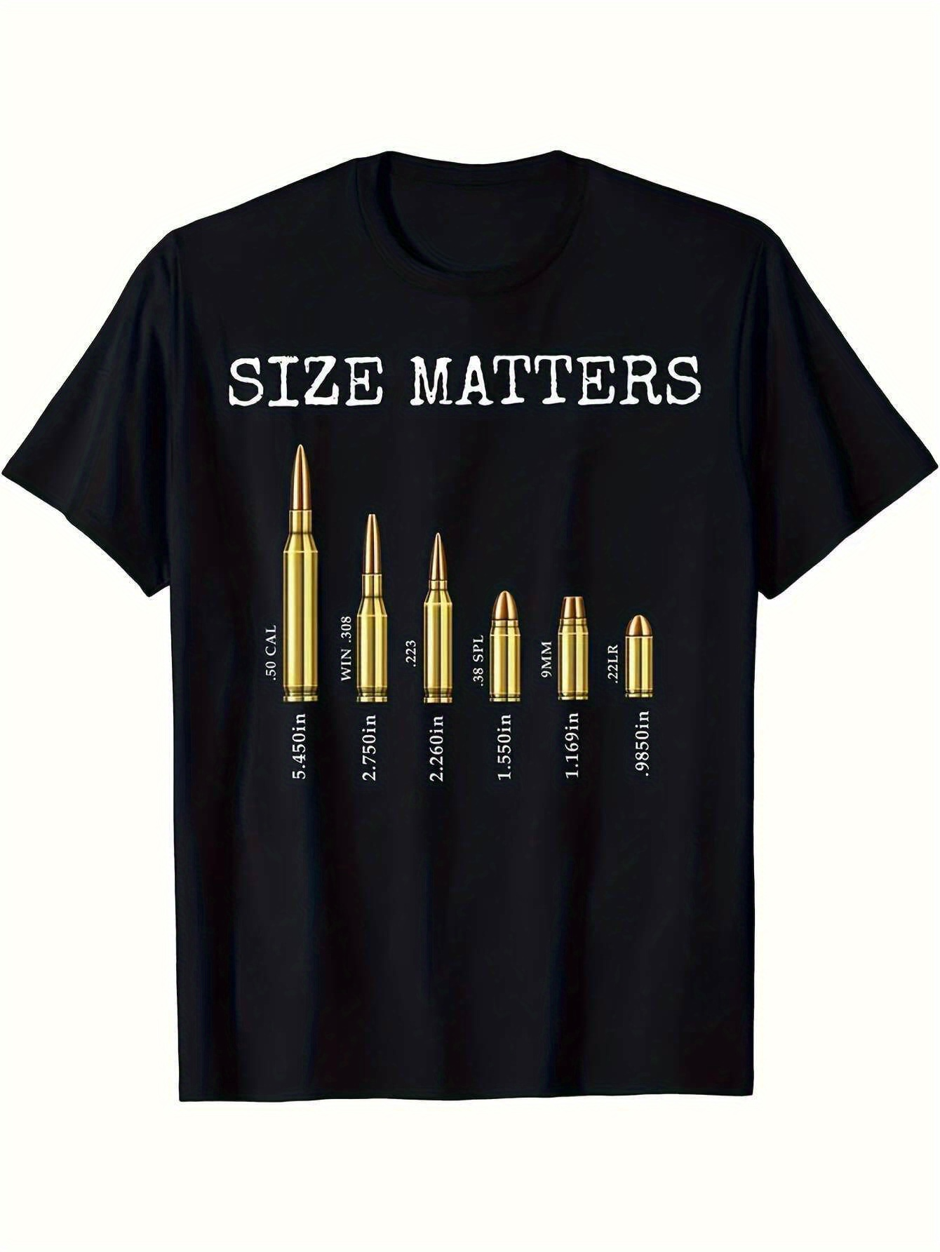 Men's Graphic T-Shirt Size Matters Graphic With Golden Bullets And Black Shirt