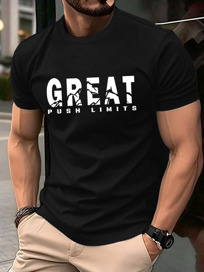 Men's Graphic T-Shirt Great Push Limits Bold Broken Letter Graphic Statement T Shirt