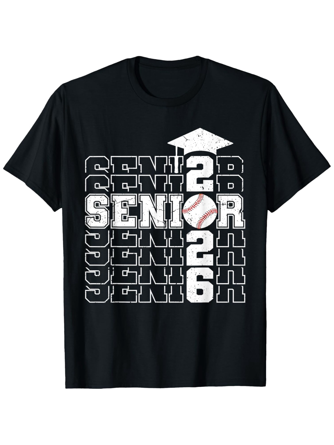 Men's Graphic T-Shirt Senior 2026 Graduation Year With Baseball And Cap Motif