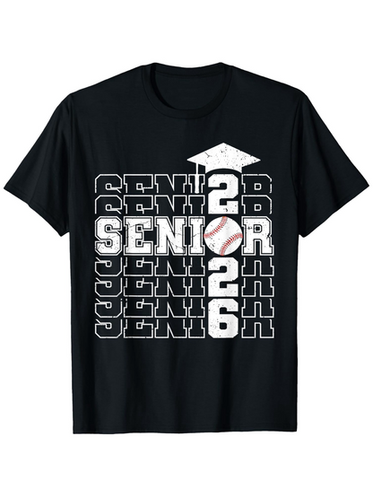 Men's Graphic T-Shirt Senior 2026 Graduation Year With Baseball And Cap Motif