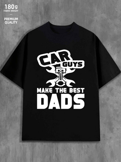 Men's Graphic T-Shirt Car Guys Make The Best Dads Wrenches Piston Tools On Black Shirt