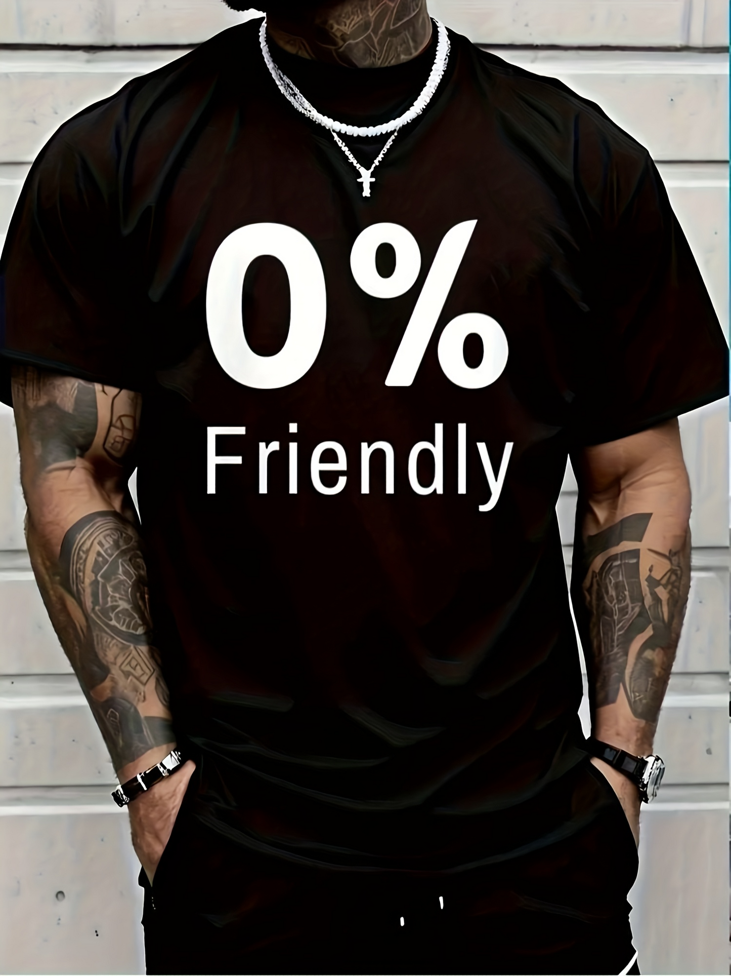 Men's Graphic T-Shirt Zero Percent Friendly Statement With Bold White Letters T Shirt