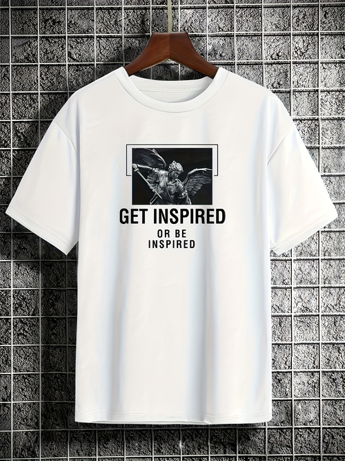 Men's Graphic T-Shirt Get Inspired Or Be Inspired Minimalist Marble Statue Under Box Frame