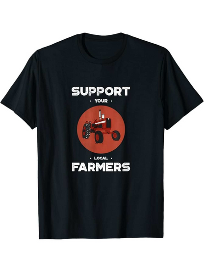 Men's Graphic T-Shirt Support Your Local Farmers Vintage Red Tractor Graphic