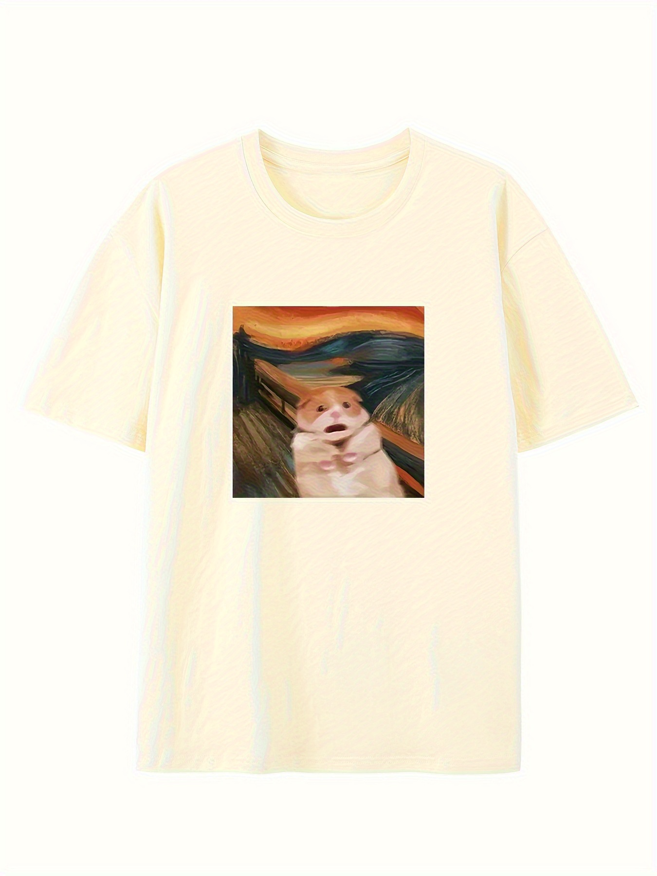 Men's Graphic T-Shirt Happy Dog Under Dramatic Skies With Abstract Colorful Mountains