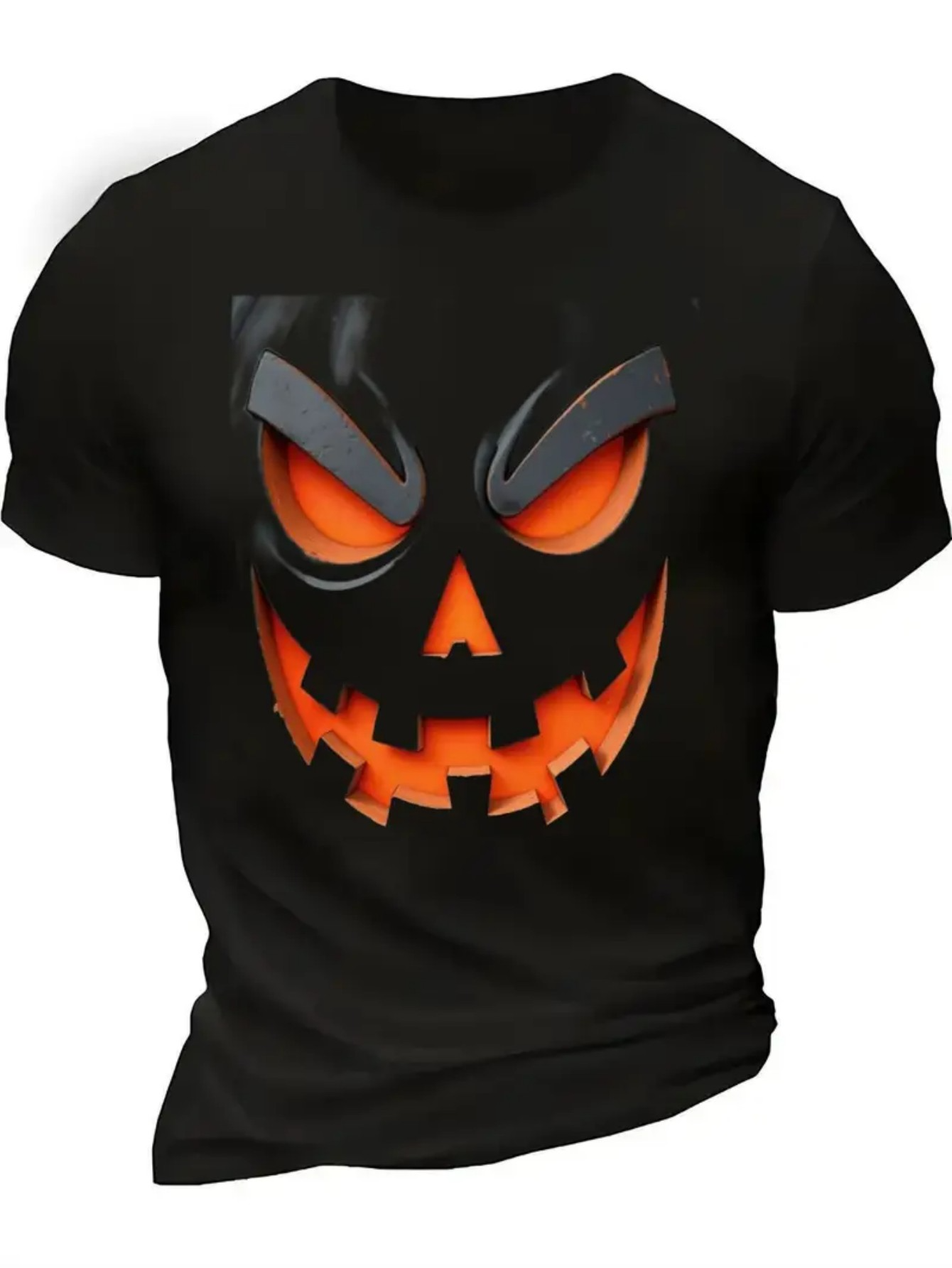 Men's Graphic T-Shirt Fiery Eyes And Sharp Jagged Orange Glow Pumpkin Face