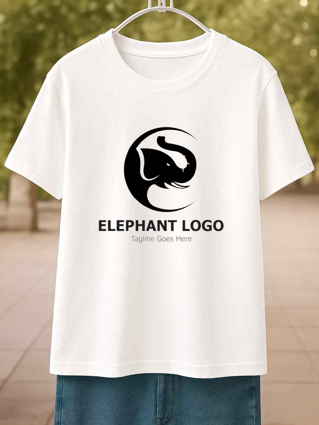Men's Graphic T-Shirt Elephant Logo Simple Round Art With Curved Text Under Elephant