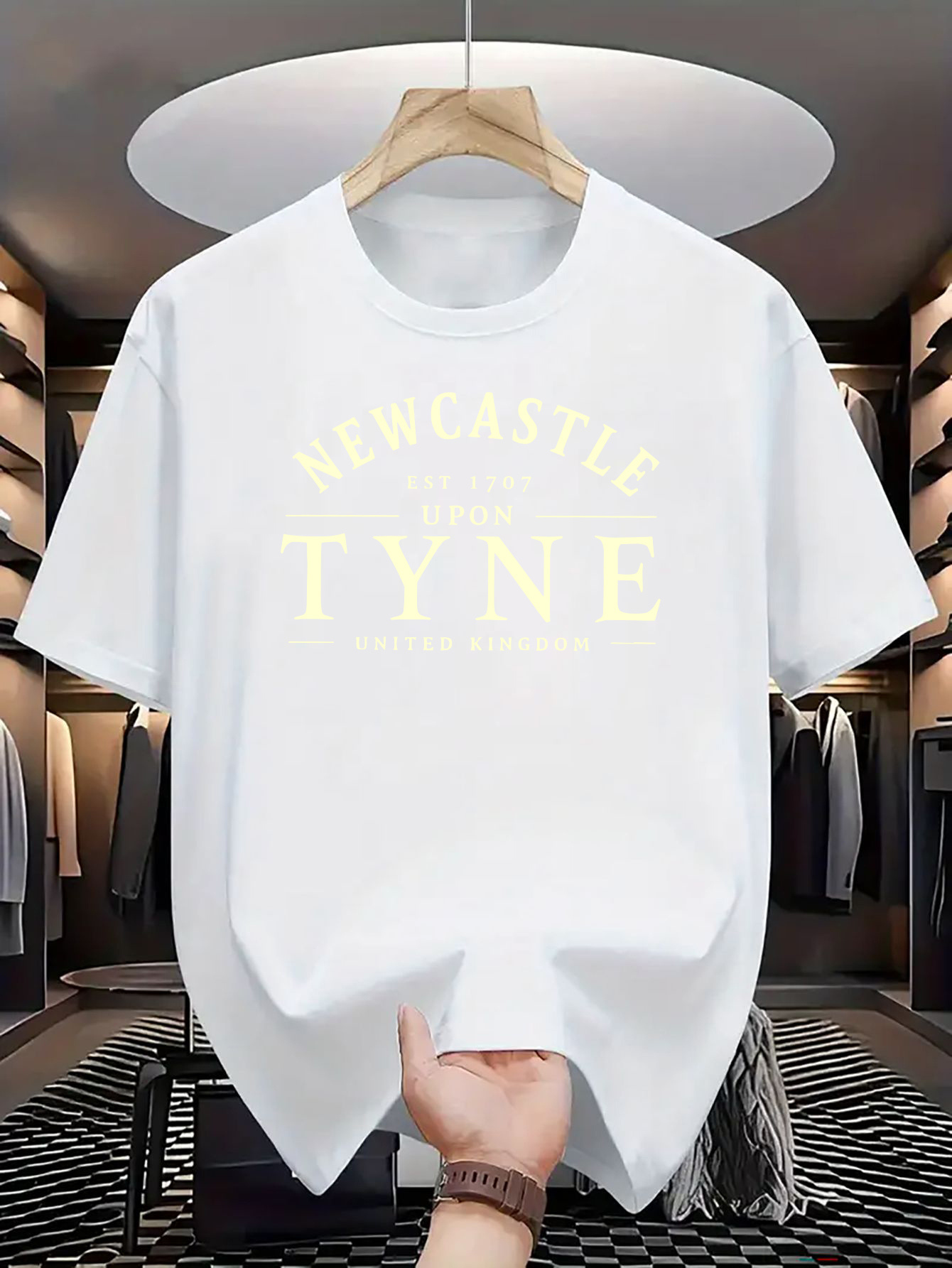 Men's Graphic T-Shirt Newcastle Classic Lettering With Subtle Minimal Print Tyne