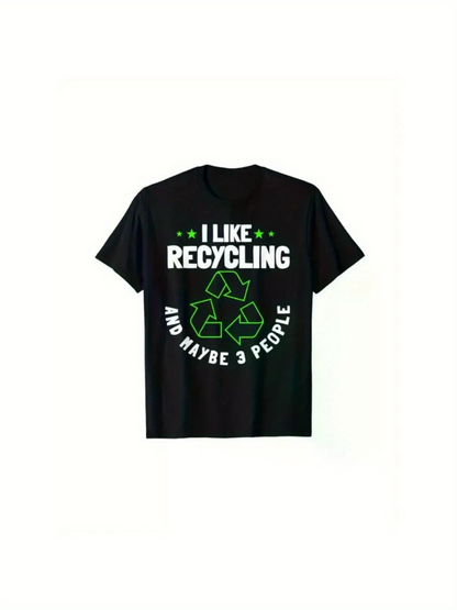 Men's Graphic T-Shirt I Like Recycling Green Arrows With Bold Lettering And Circular Classic Recycle Symbol