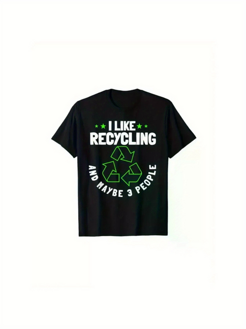 Men's Graphic T-Shirt I Like Recycling Green Arrows With Bold Lettering And Circular Classic Recycle Symbol