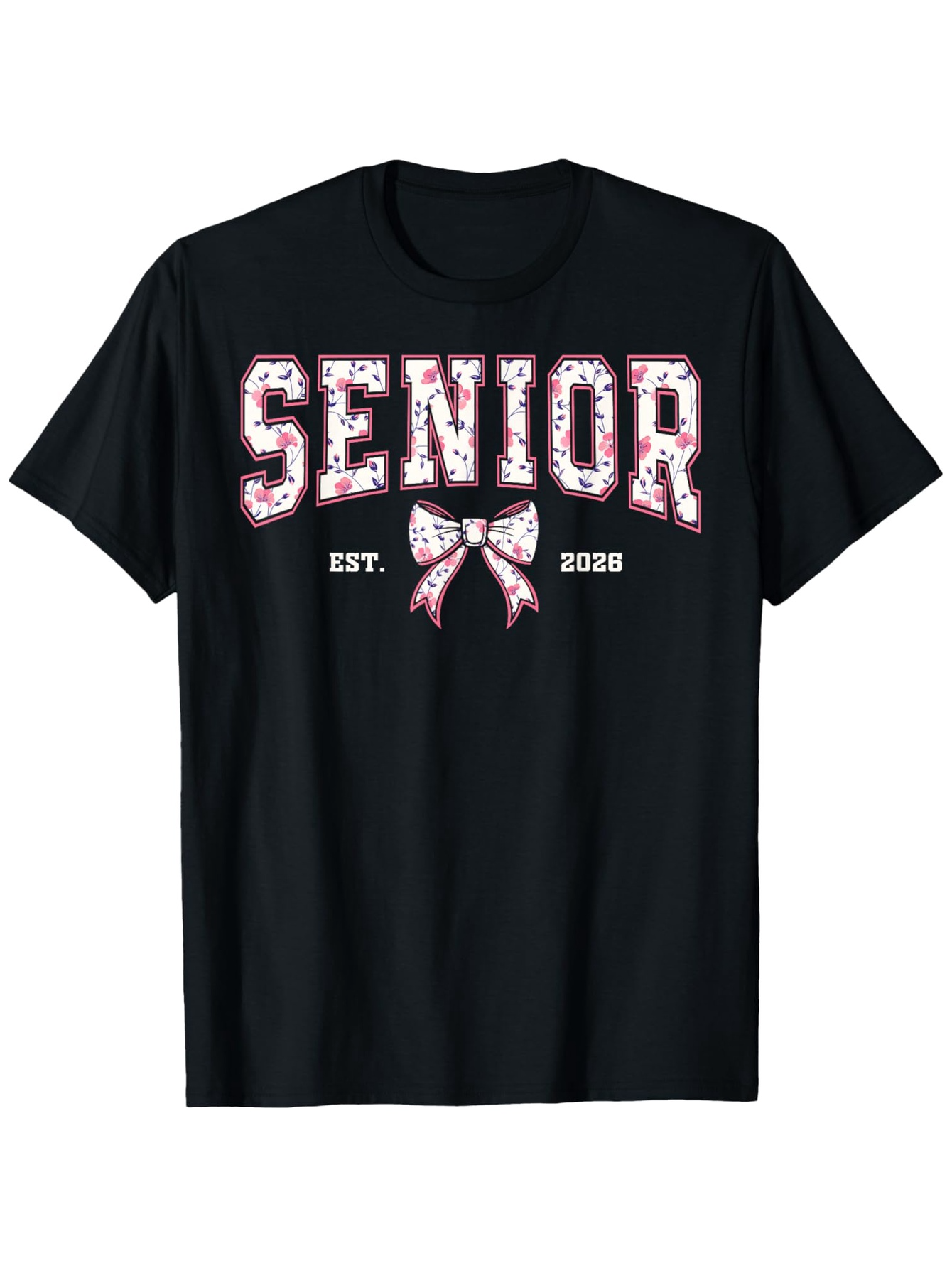 Men's Graphic T-Shirt Senior Cheer Bow With Floral Print Celebrating Graduation Year