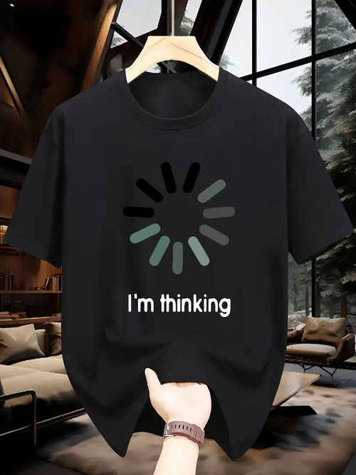 Men's Graphic T-Shirt Im Thinking Spinning Loading Symbol On Minimalist Modern Black Tshirt
