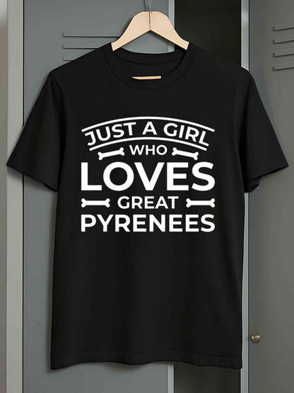 Men's Graphic T-Shirt Just A Girl Who Loves Great Pyrenees Surrounded By Minimalist Bone Icons