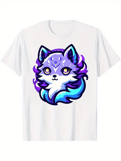 Men's Graphic T-Shirt Vibrant Mystical Blue And Purple Fluffy Fox