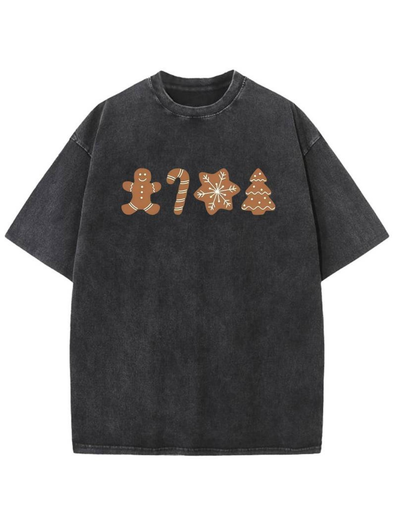Men's Graphic T-Shirt Festive Holiday Cookies With Candy Cane Gingerbread Man Star And Tree