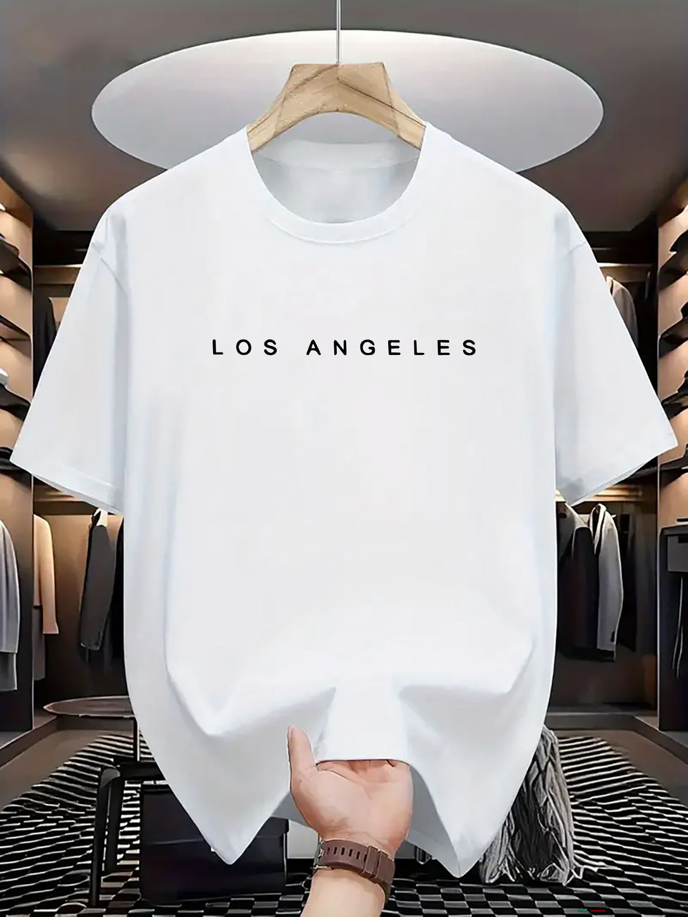 Men's Graphic T-Shirt Los Angeles Minimalist Black Letter Print T Shirt Design