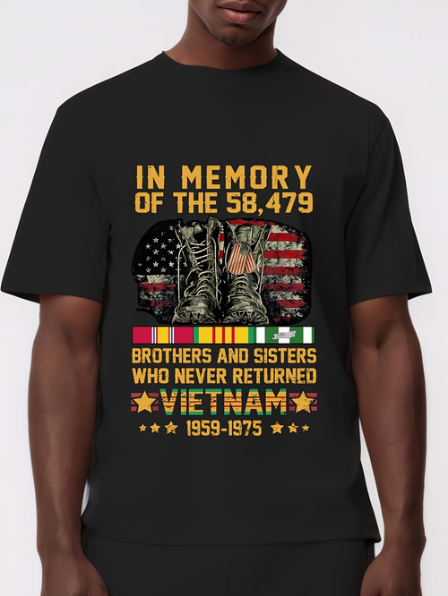 Men's Graphic T-Shirt In Memory Of The Fallen Vietnam War Tribute Boots