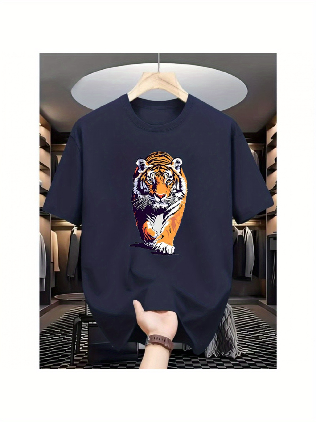 Men's Graphic T-Shirt Vivid Brushstroke Colors With Dynamic Fierce Expression Wild Tiger
