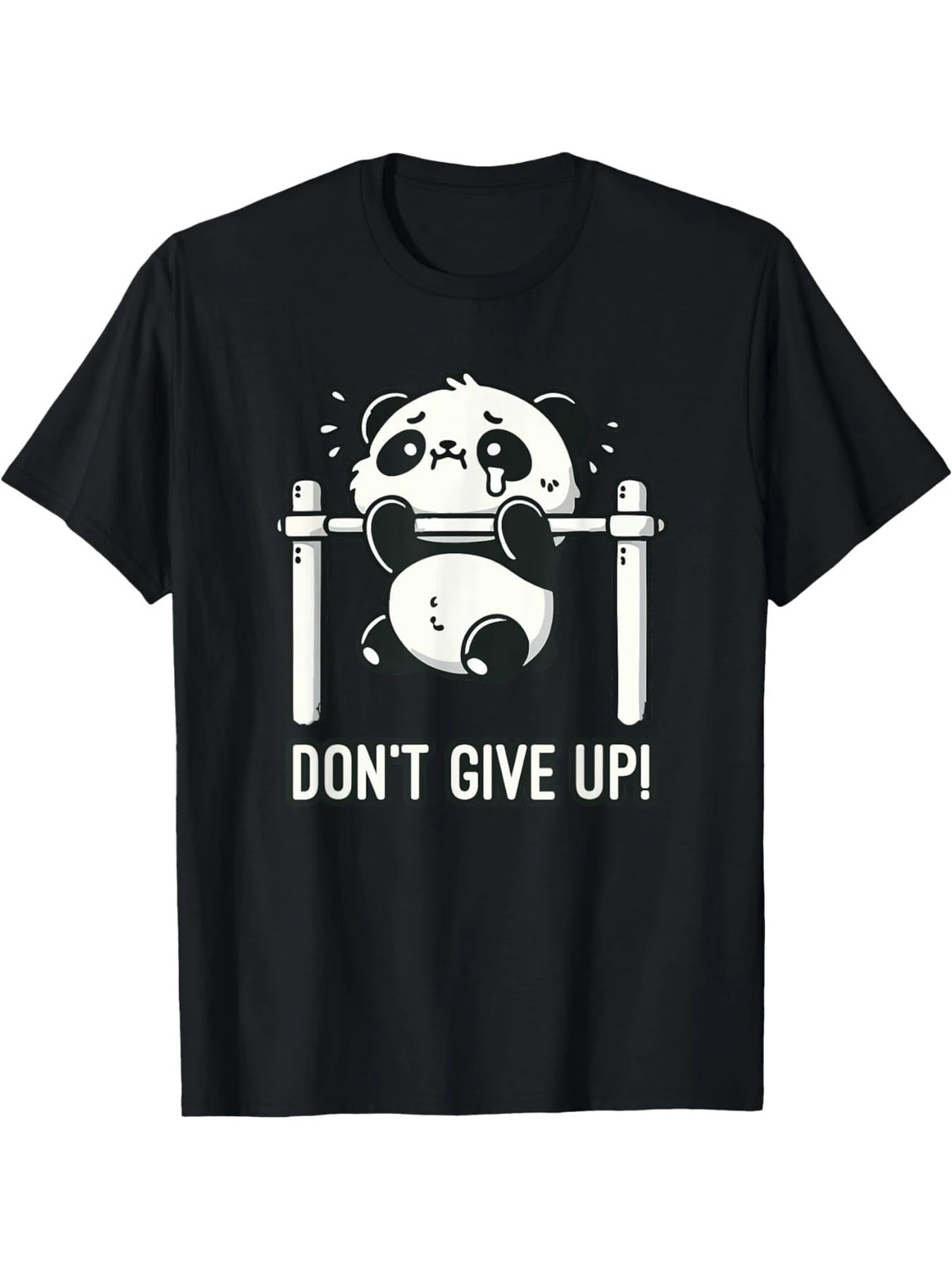 Men's Graphic T-Shirt Dont Give Up Cute Panda Hanging From Pull Up Bar