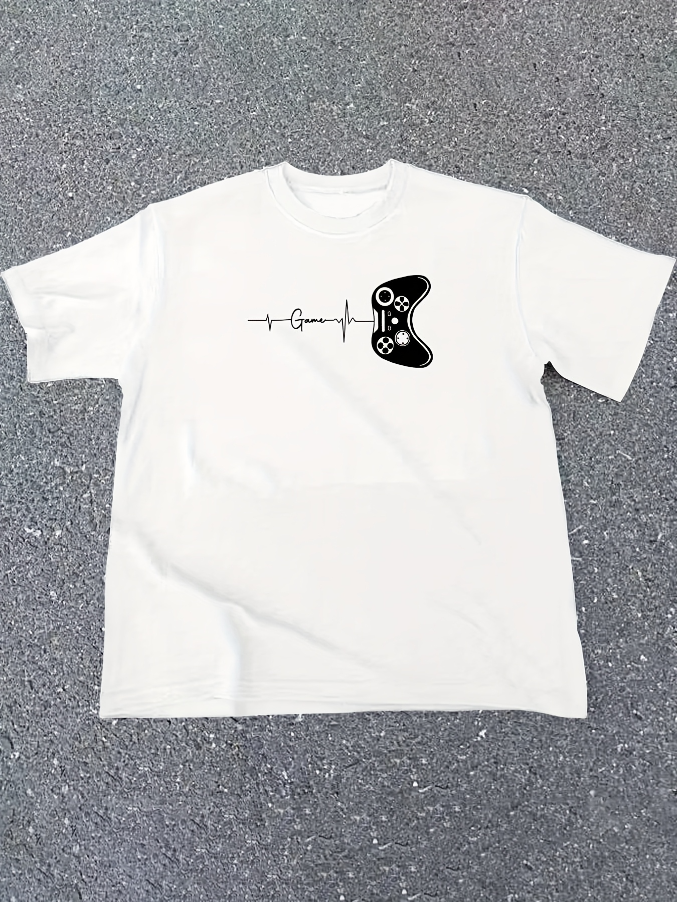 Men's Graphic T-Shirt Heartbeat Line With Video Game Controller Graphic T Shirt