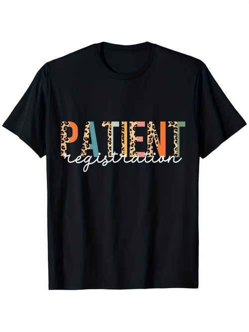 Men's Graphic T-Shirt Patient Registration Bright Abstract Colors Overlapping Lettering T Shirt