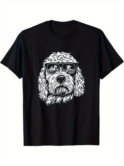 Men's Graphic T-Shirt Retro Style Hand Drawn Dog With Sunglasses