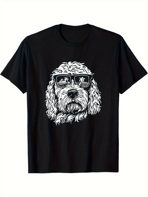 Men's Graphic T-Shirt Retro Style Hand Drawn Dog With Sunglasses