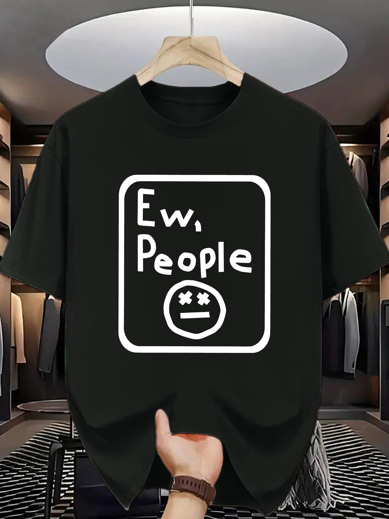 Men's Graphic T-Shirt Ew People Rounded Square Emoticon With Crossed Eyes Graphic