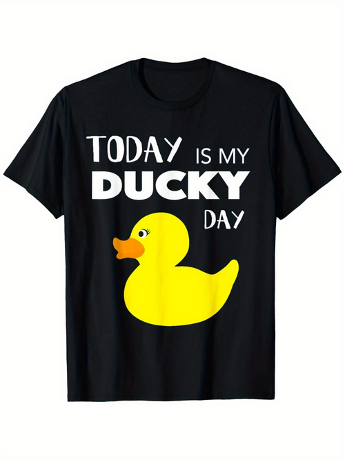 Men's Graphic T-Shirt Today Is My Ducky Day With Bright Yellow Cartoon Duck