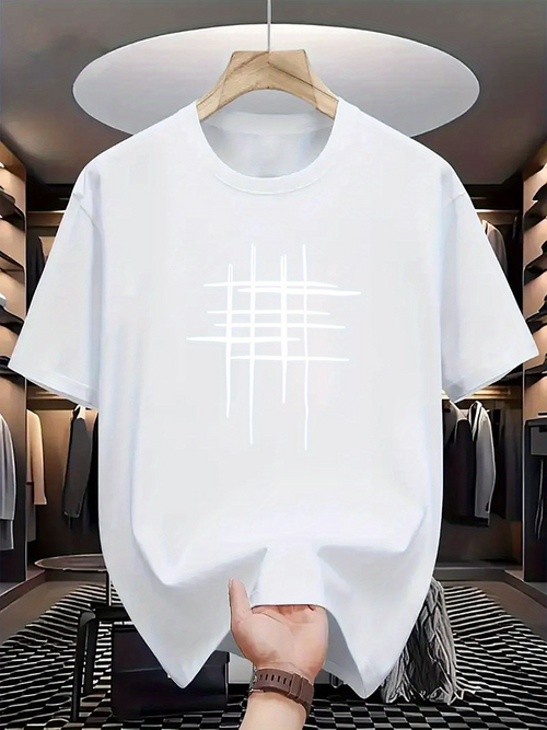 Men's Graphic T-Shirt Textured White Brush Stroke Lines Minimalist Graphic