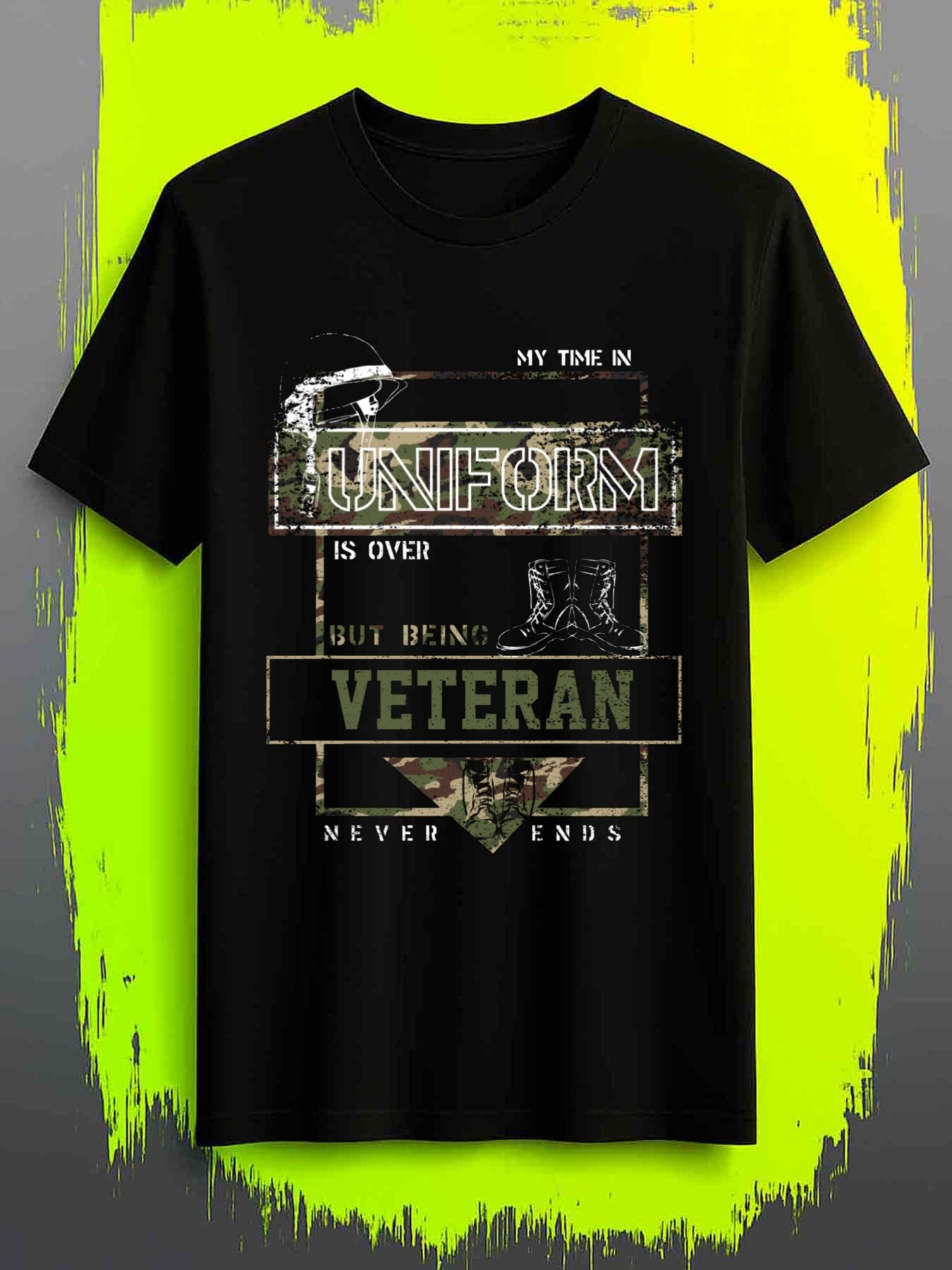 Men's Graphic T-Shirt Uniform Is Over But Being Veteran Never Ends Military Emblem