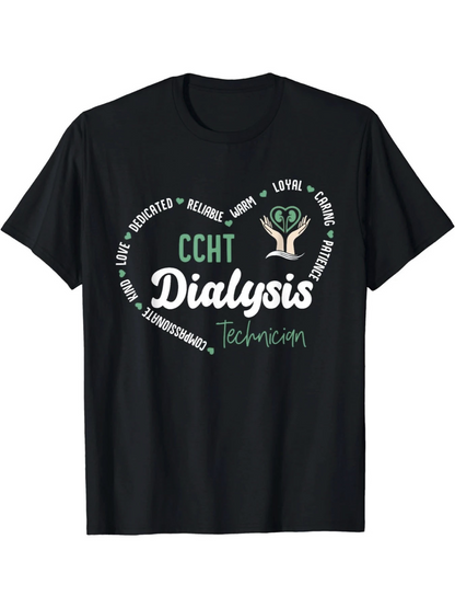 Men's Graphic T-Shirt CCHT Dialysis Technician Surrounded By Inspirational Motivational Words Heart And Hands
