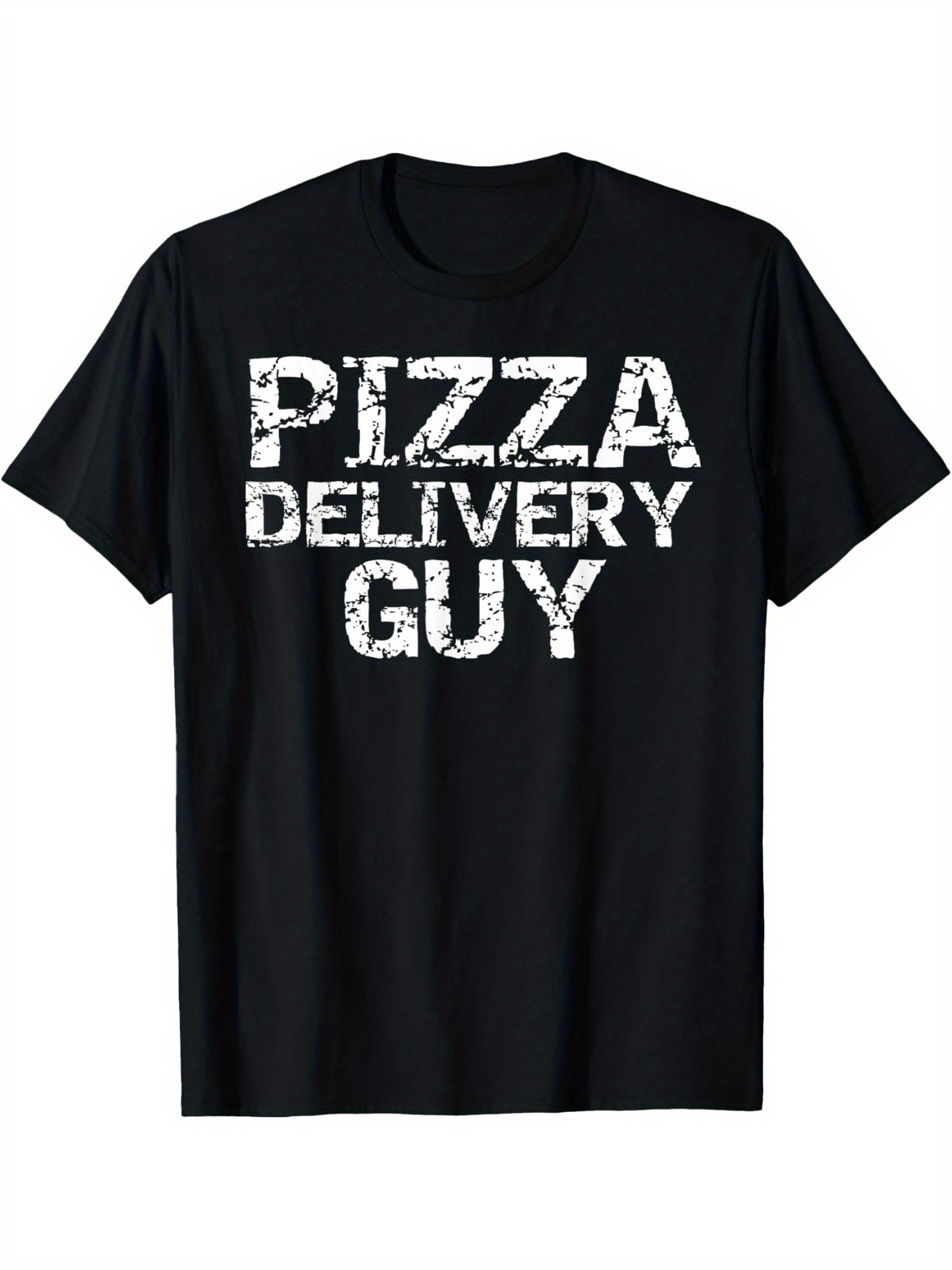 Men's Graphic T-Shirt Distressed Bold Lettering With Urban Street Style Pizza Delivery Guy