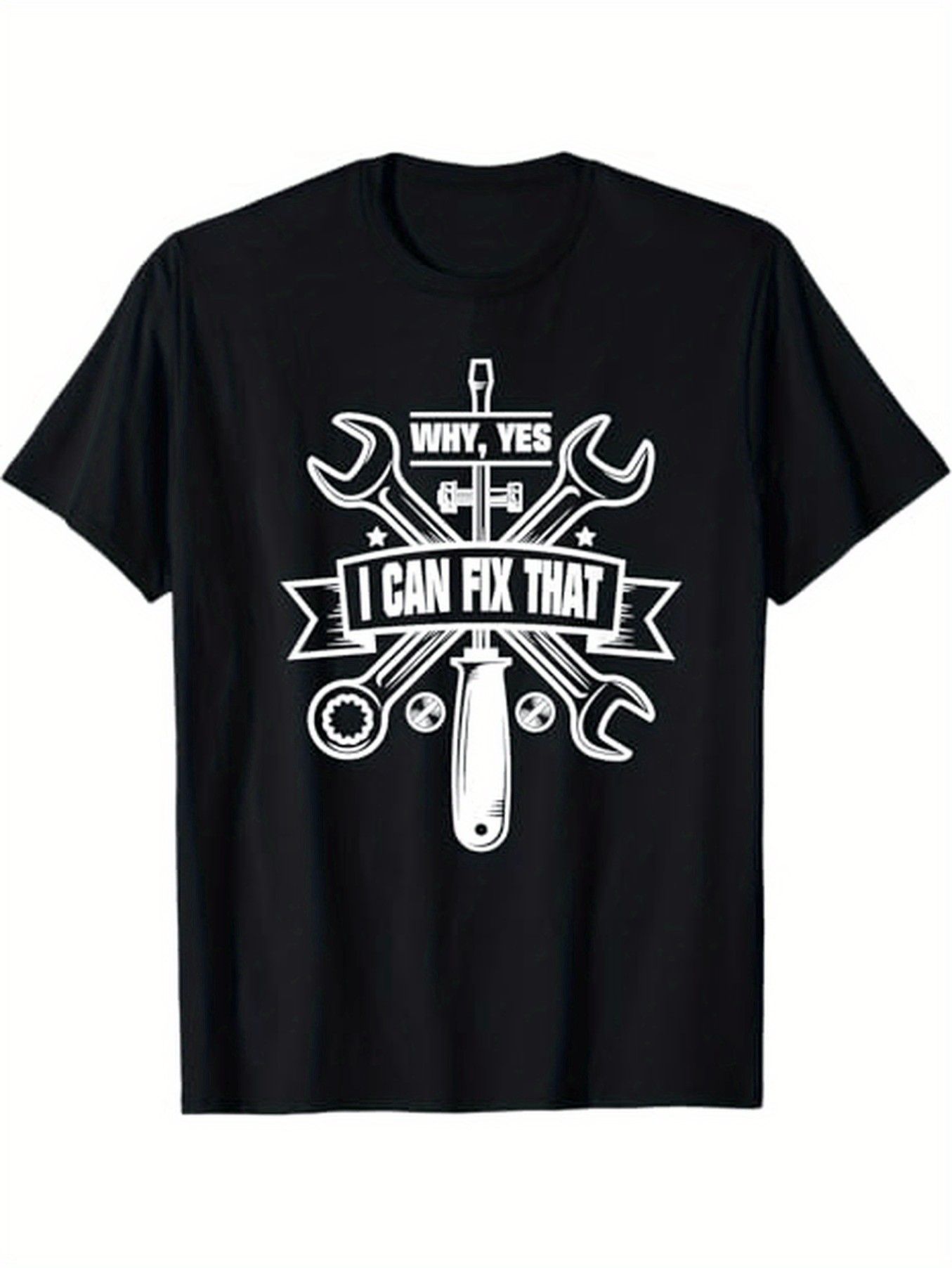 Men's Graphic T-Shirt Why Yes I Can Fix That Crossed Wrenches And Screwdriver Toolbox Motif