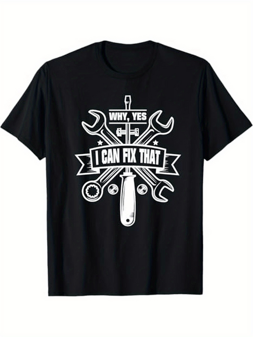 Men's Graphic T-Shirt Why Yes I Can Fix That Crossed Wrenches And Screwdriver Toolbox Motif