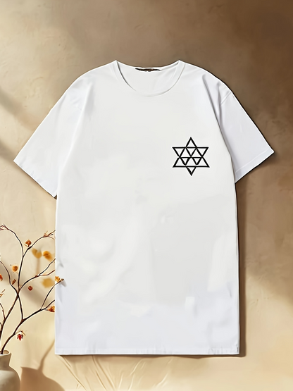 Men's Graphic T-Shirt Minimalist Geometric Overlapping Lines Under Soft Lighting Star