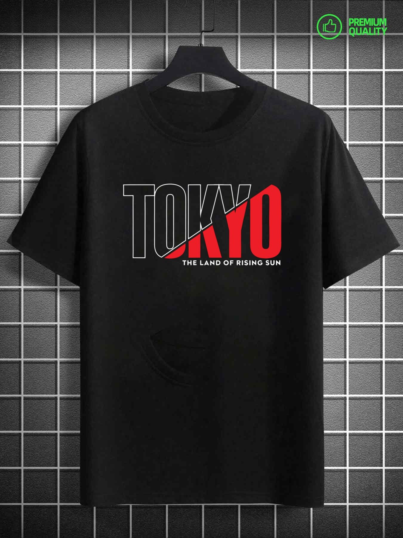 Men's Graphic T-Shirt Tokyo Bold Red Lettering Across Black Urban T Shirt
