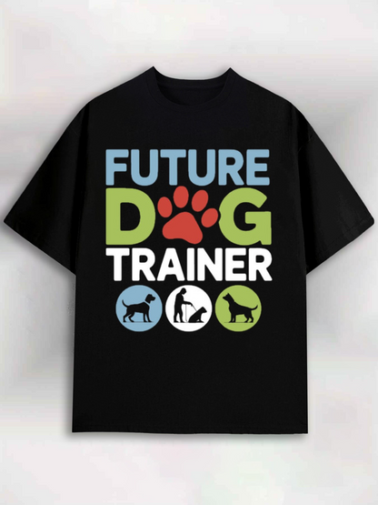 Men's Graphic T-Shirt Future Dog Trainer Colorful Paw Print And Dog Silhouette T Shirt