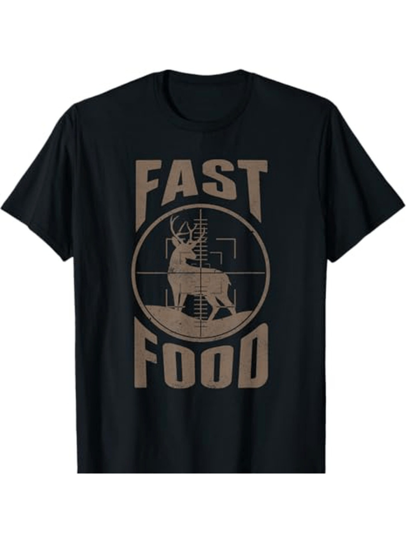 Men's Graphic T-Shirt Fast Food Bold Lettering With Deer In Crosshairs Design