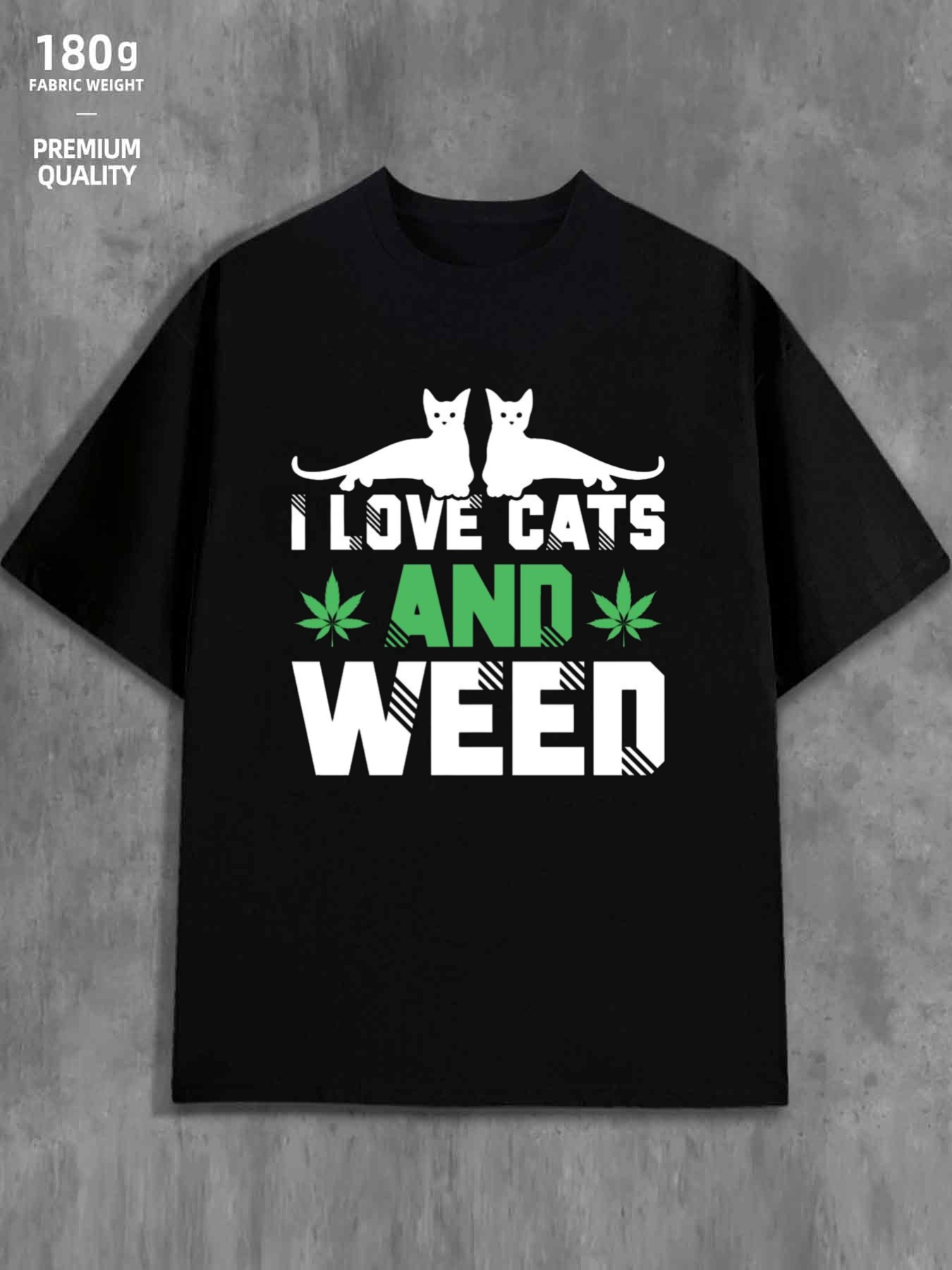 Men's Graphic T-Shirt I Love Cats And Weed White Cats With Cannabis Leaves T Shirt