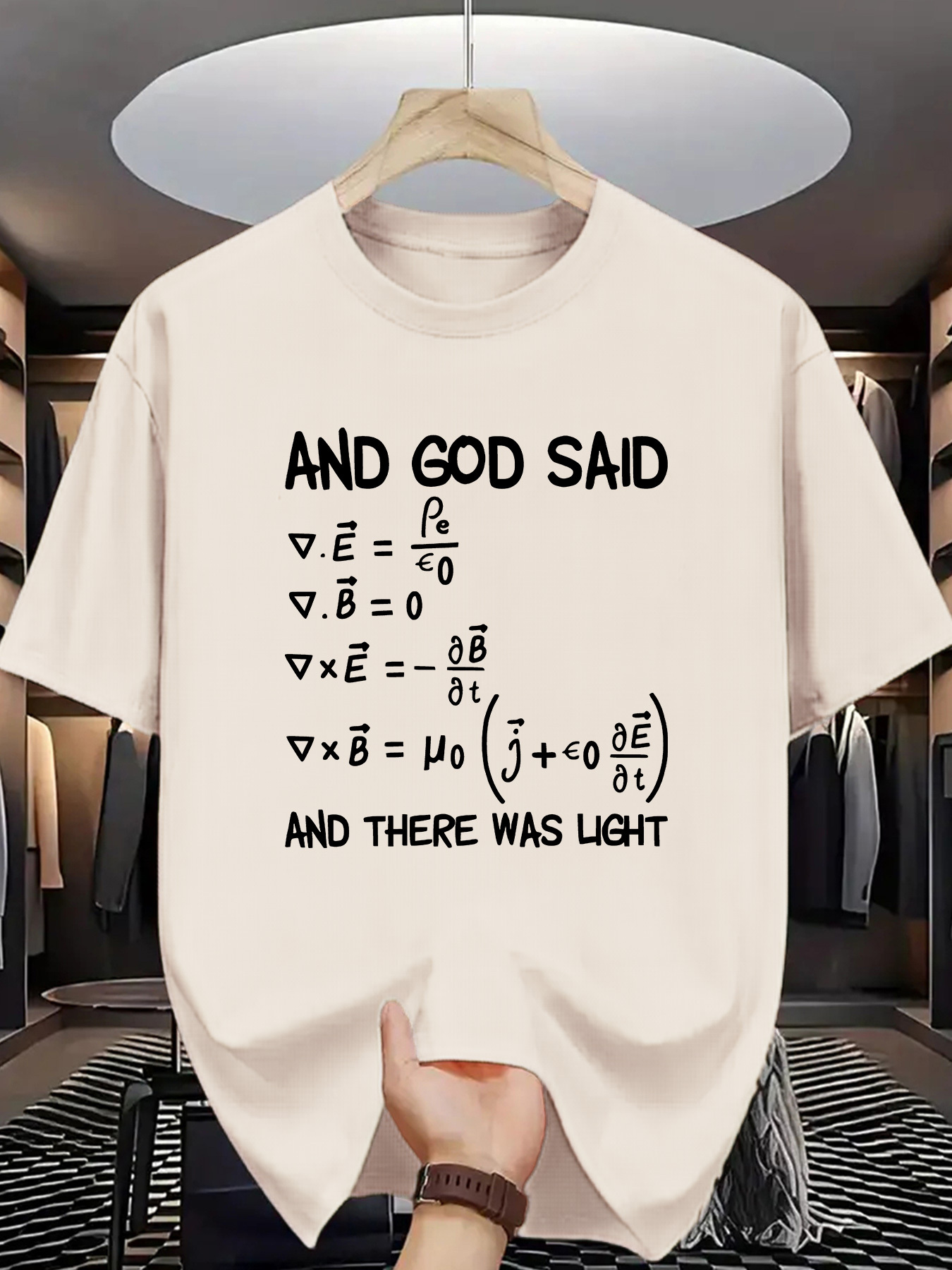 Men's Graphic T-Shirt And God Said There Was Light Maxwell Equations On White Cotton Shirt