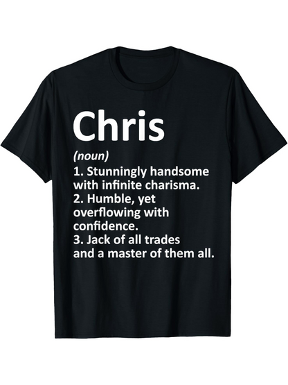 Men's Graphic T-Shirt Chris Noun Humble Overflowing With Confidence Charisma Trades Master