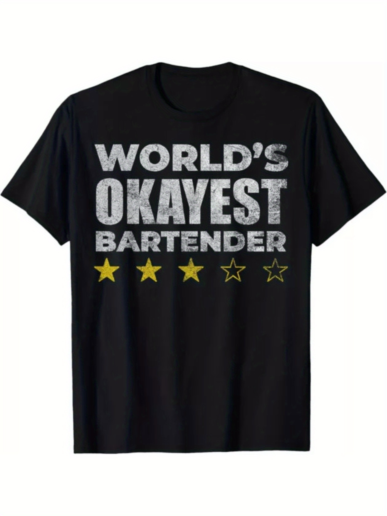 Men's Graphic T-Shirt Worlds Okayest Bartender With Five Yellow Rising Stars T Shirt