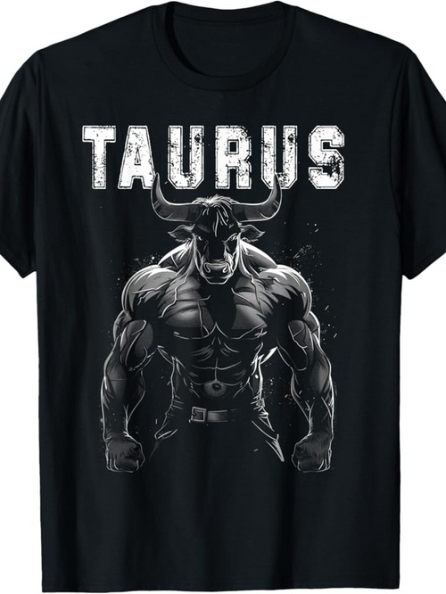 Men's Graphic T-Shirt Taurus Rugged Muscular Bull Under Night Sky Taurus