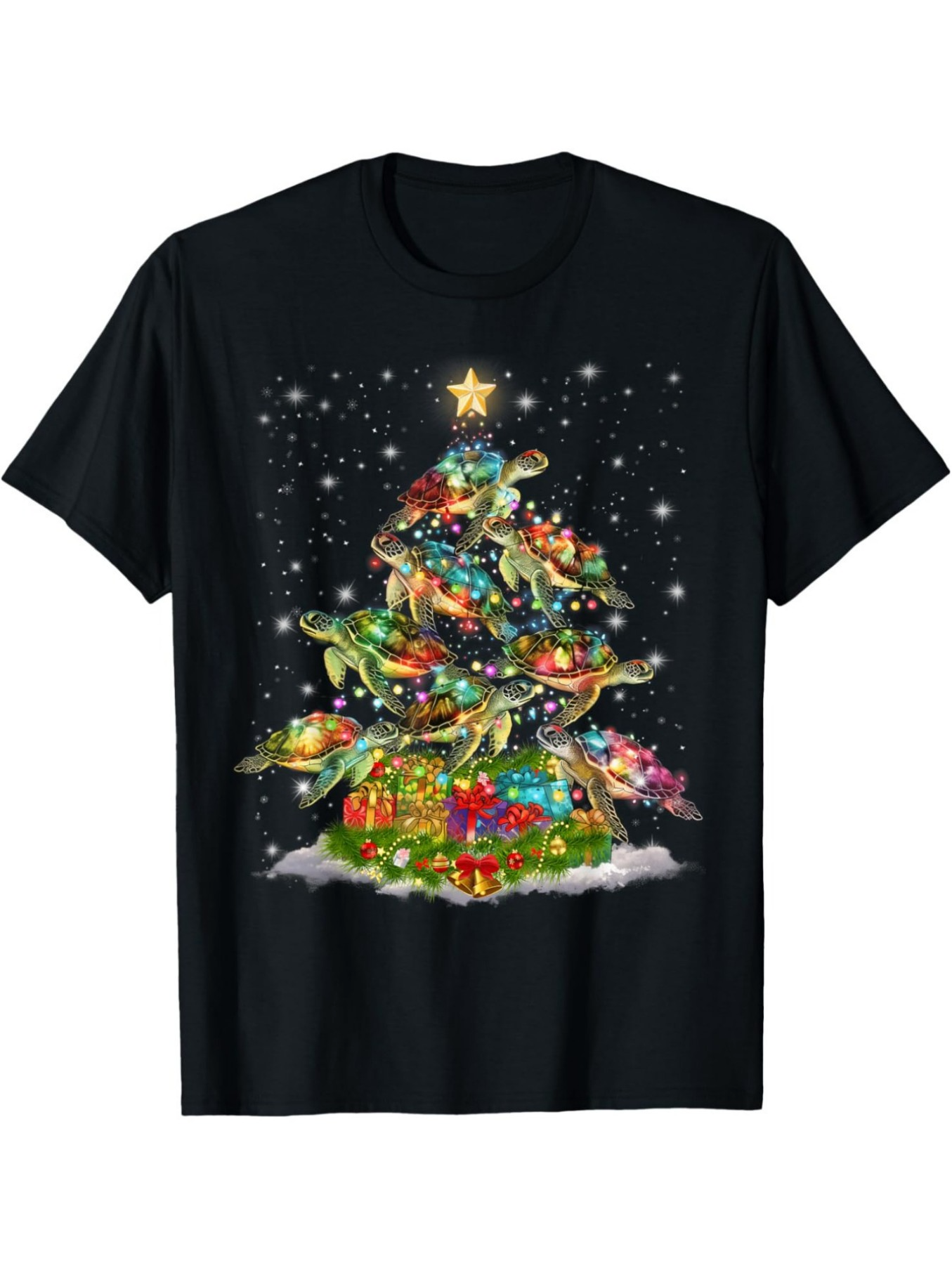 Men's Graphic T-Shirt Festive Lights And Gifts Under Sparkling Decorated Snowy Christmas Tree